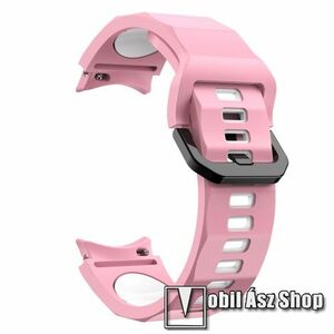 Okosóra szíj - RÓZSASZÍN / FEHÉR - légáteresztő, szilikon, csatos - 130+90mm hosszú, 20mm széles - SAMSUNG Galaxy Watch4 Classic 46mm / 42mm / Watch4 44mm / 40mm / Watch5 44mm / 40mm / Watch5 Pro kép