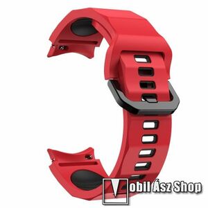 Okosóra szíj - PIROS / FEKETE - légáteresztő, szilikon, csatos - 130+90mm hosszú, 20mm széles - SAMSUNG Galaxy Watch4 Classic 46mm / 42mm / Watch4 44mm / 40mm / Watch5 44mm / 40mm / Watch5 Pro kép
