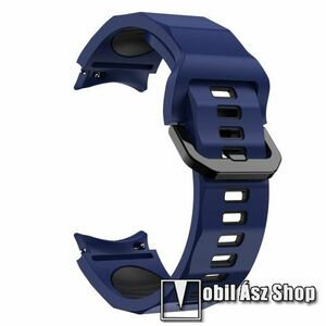 Okosóra szíj - KÉK / FEKETE - légáteresztő, szilikon, csatos - 130+90mm hosszú, 20mm széles - SAMSUNG Galaxy Watch4 Classic 46mm / 42mm / Watch4 44mm / 40mm / Watch5 44mm / 40mm / Watch5 Pro kép