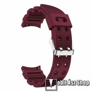 Okosóra szíj - BORDÓ - légáteresztő, szilikon, csatos - 130+90mm hosszú, 20mm széles - SAMSUNG Galaxy Watch4 Classic 46mm / 42mm / Watch4 44mm / 40mm / Watch5 44mm / 40mm / Watch5 Pro kép