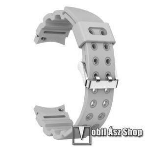 Okosóra szíj - VILÁGOS SZÜRKE - légáteresztő, szilikon, csatos - 130+90mm hosszú, 20mm széles - SAMSUNG Galaxy Watch4 Classic 46mm / 42mm / Watch4 44mm / 40mm / Watch5 44mm / 40mm / Watch5 Pro kép