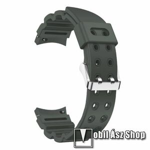 Okosóra szíj - SÖTÉTSZÜRKE - légáteresztő, szilikon, csatos - 130+90mm hosszú, 20mm széles - SAMSUNG Galaxy Watch4 Classic 46mm / 42mm / Watch4 44mm / 40mm / Watch5 44mm / 40mm / Watch5 Pro kép