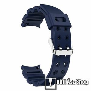 Okosóra szíj - SÖTÉTKÉK - légáteresztő, szilikon, csatos - 130+90mm hosszú, 20mm széles - SAMSUNG Galaxy Watch4 Classic 46mm / 42mm / Watch4 44mm / 40mm / Watch5 44mm / 40mm / Watch5 Pro kép