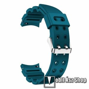 Okosóra szíj - KÉK - légáteresztő, szilikon, csatos - 130+90mm hosszú, 20mm széles - SAMSUNG Galaxy Watch4 Classic 46mm / 42mm / Watch4 44mm / 40mm / Watch5 44mm / 40mm / Watch5 Pro kép