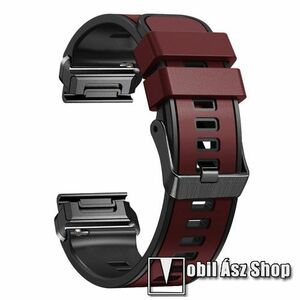 Okosóra szíj - légáteresztő, sportoláshoz, szilikon - BORDÓ / FEKETE - 130 + 97mm hosszú, 22mm széles QUICKFIT - Garmin Fenix 7 / 5 / 5 Plus / 5 Plus Sapphire / 6 / 6 Pro / 6 Sapphire / Instinct / Forerunner 935 / 745 / 945 / Quatix 3 kép
