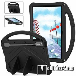 Shockproof EVA habszivacs védő tok / hátlap - FEKETE - hordozó fül, asztali tartó funkciós, erősített sarkok - ERŐS VÉDELEM! - Lenovo Tab P11 Pro (Gen 2) kép