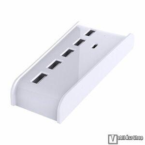 UNIVERZÁLIS 6 portos USB HUB, elosztó SONY Playstation 5 (PS5)-höz - 4db USB 2.0 port, 1db USB töltőport, 1db Type-C ki/bemenet - FEHÉR kép