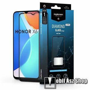 MYSCREEN DIAMOND GLASS LITE EDGE előlap védő karcálló edzett üveg - FEKETE - 9H, 0.33 mm, A teljes felületén tapad, a teljes kijelzőt védi - HUAWEI Honor X6 / X8 5G / Play6C / Play 30 / 70 Lite - GYÁRI kép