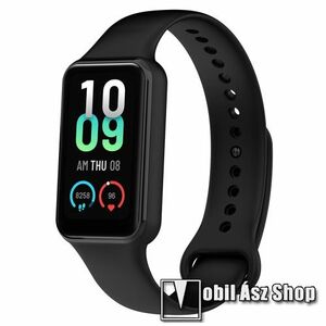 Okosóra szíj - szilikon - 105mm + 120mm hosszú - FEKETE - Xiaomi Amazfit Band 7 kép