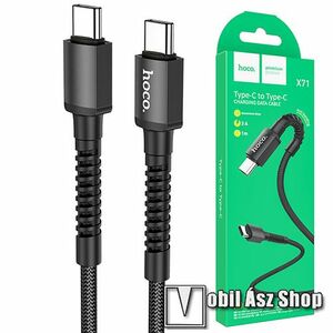 HOCO X71 ESPECIAL adatátvitel adatkábel és töltő - Type-C / Type-C, 20V/3A, 60W, 1m hosszú, törésgátló, PD gyorstöltés támogatás - FEKETE - GYÁRI kép