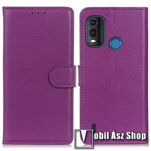 WALLET notesz tok / flip tok - LILA - asztali tartó funkciós, oldalra nyíló, rejtett mágneses záródás, bankkártyatartó zseb, szilikon belső - NOKIA G11 Plus kép