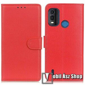 WALLET notesz tok / flip tok - PIROS - asztali tartó funkciós, oldalra nyíló, rejtett mágneses záródás, bankkártyatartó zseb, szilikon belső - NOKIA G11 Plus kép