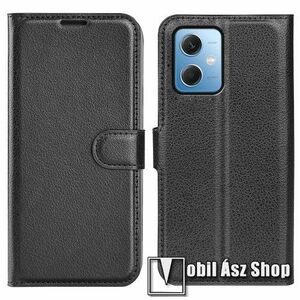 WALLET notesz tok / flip tok - FEKETE - asztali tartó funkciós, oldalra nyíló, rejtett mágneses záródás, bankkártyatartó zseb, szilikon belső - Xiaomi Poco X5 / Redmi Note 12 5G kép