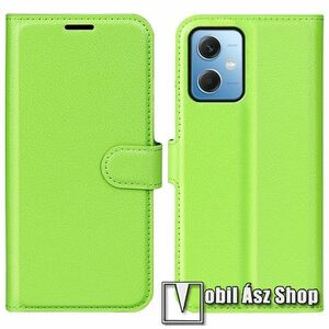 WALLET notesz tok / flip tok - ZÖLD - asztali tartó funkciós, oldalra nyíló, rejtett mágneses záródás, bankkártyatartó zseb, szilikon belső - Xiaomi Poco X5 / Redmi Note 12 5G kép
