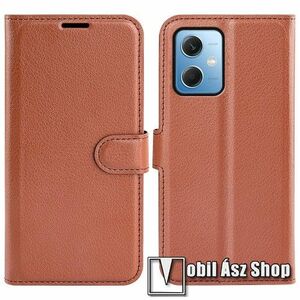 WALLET notesz tok / flip tok - BARNA - asztali tartó funkciós, oldalra nyíló, rejtett mágneses záródás, bankkártyatartó zseb, szilikon belső - Xiaomi Poco X5 / Redmi Note 12 5G kép