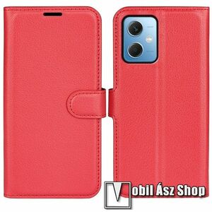 WALLET notesz tok / flip tok - PIROS - asztali tartó funkciós, oldalra nyíló, rejtett mágneses záródás, bankkártyatartó zseb, szilikon belső - Xiaomi Poco X5 / Redmi Note 12 5G kép