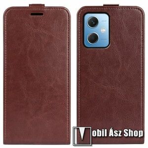 SLIM FLIP tok - BARNA - lefelé nyíló, rejtett mágneses záródás, szilikon belső, bankkártya tartó, előlapi hangszóró nyílás - Xiaomi Poco X5 / Redmi Note 12 5G kép