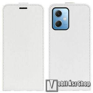 SLIM FLIP tok - FEHÉR - lefelé nyíló, rejtett mágneses záródás, szilikon belső, bankkártya tartó, előlapi hangszóró nyílás - Xiaomi Poco X5 / Redmi Note 12 5G kép