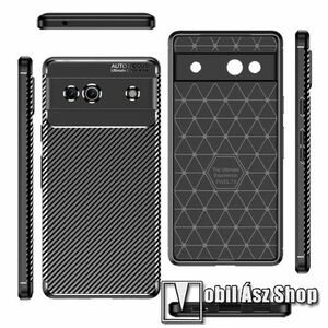 OTT! CARBON PRO szilikon védő tok / hátlap - FEKETE - karbon mintás, ERŐS VÉDELEM! - Google Pixel 7a kép