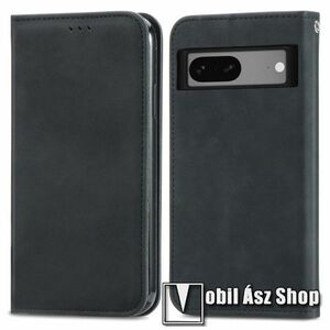 SLIM WALLET notesz / mappa tok - FEKETE - oldalra nyíló, asztali tartó funkciós, bankkártyatartó, szilikon belsővel, mágneses záródás - Google Pixel 7a kép