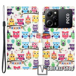 Notesz / mappa tok - SZÍNES BAGOLY MINTÁS - oldalra nyíló, rejtett mágneses záródás, bankkártyatartó zsebek, asztali tartó funkció, szilikon belső - Xiaomi Poco X5 Pro / Redmi Note 12 Pro Speed kép