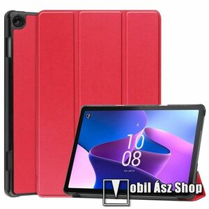 Notesz / mappa tok - PIROS - oldalra nyíló flip cover, TRIFOLD asztali tartó funkciós, mágneses záródás, műanyag belső - LENOVO Tab M10 (Gen 3) (TB-328FU) kép