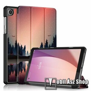 Notesz / mappa tok - SZARVAS / ERDŐ MINTÁS - oldalra nyíló flip cover, TRIFOLD asztali tartó funkciós, mágneses záródás, műanyag belső, erősített sarkok - LENOVO Tab M8 (Gen 4) (TB-300) kép