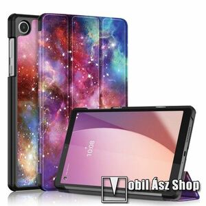 Notesz / mappa tok - GALAXIS MINTÁS - oldalra nyíló flip cover, TRIFOLD asztali tartó funkciós, mágneses záródás, műanyag belső, erősített sarkok - LENOVO Tab M8 (Gen 4) (TB-300) kép