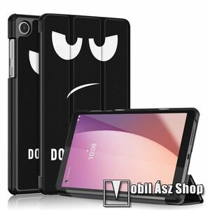 Notesz / mappa tok - Do Not Touch Me MINTÁS - oldalra nyíló flip cover, TRIFOLD asztali tartó funkciós, mágneses záródás, műanyag belső, erősített sarkok - LENOVO Tab M8 (Gen 4) (TB-300) kép
