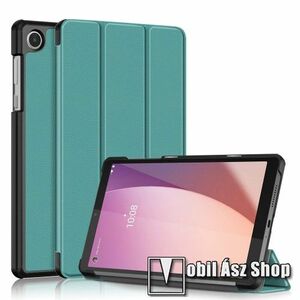 Notesz / mappa tok - ZÖLD - oldalra nyíló flip cover, TRIFOLD asztali tartó funkciós, mágneses záródás, műanyag belső - LENOVO Tab M8 (Gen 4) (TB-300) kép