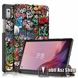 Notesz / mappa tok - GRAFFITI MINTÁS - oldalra nyíló flip cover, TRIFOLD asztali tartó funkciós, mágneses záródás, műanyag belső, erősített sarkok - LENOVO Tab M9 (TB-310FU) kép