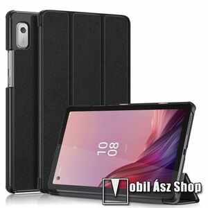 Notesz / mappa tok - FEKETE - oldalra nyíló flip cover, TRIFOLD asztali tartó funkciós, mágneses záródás, műanyag belső - LENOVO Tab M9 (TB-310FU) kép