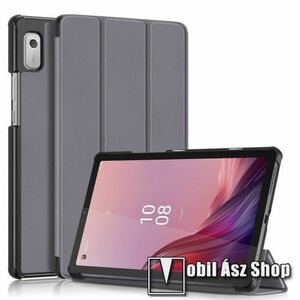 Notesz / mappa tok - SZÜRKE - oldalra nyíló flip cover, TRIFOLD asztali tartó funkciós, mágneses záródás, műanyag belső - LENOVO Tab M9 (TB-310FU) kép
