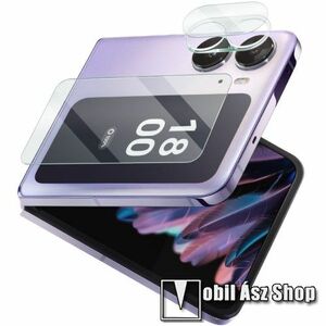 IMAK kamera lencsevédő / hátlapi kijelzővédő üvegfólia - 1db kameralencse védő üvegfólia + 1db hátsó kijelzővédő fólia, 9H, Arc Edges - Oppo Find N2 Flip - GYÁRI kép