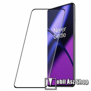 ENKAY HAT PRINCE előlapvédő karcálló edzett üveg - FEKETE - 9H, 0, 26mm, A teljes felületén tapad, a teljes képernyőt védi - OnePlus 11 - GYÁRI kép