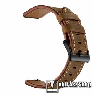 Okosóra szíj - SÖTÉTBARNA - valódi bőr - 75mm +115mm hosszú, 16mm széles - HUAWEI TalkBand B3 / B6 / B7 / Watch Fit mini kép