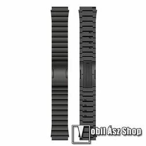 Fém okosóra szíj - SZÜRKE - rozsdamentes acél, speciális pillangó csat, gyorskioldós szemek, 100mm+120mm hosszú, 22mm széles - SAMSUNG Galaxy Watch 46mm / Watch GT2 46mm / Watch GT 2e / Galaxy Watch3 45mm / Honor MagicWatch 2 46mm kép