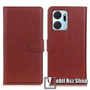 WALLET notesz tok / flip tok - BARNA - asztali tartó funkciós, oldalra nyíló, rejtett mágneses záródás, bankkártyatartó zseb, szilikon belső - HUAWEI Honor X7a / Play7T kép