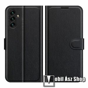 WALLET notesz tok / flip tok - FEKETE - asztali tartó funkciós, oldalra nyíló, rejtett mágneses záródás, bankkártyatartó zseb, szilikon belső - SAMSUNG Galaxy A13 5G (SM-A136U/U1) / Galaxy A04s (SM-A047F) kép