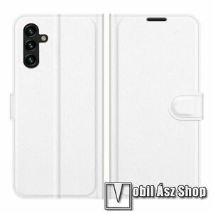 WALLET notesz tok / flip tok - FEHÉR - asztali tartó funkciós, oldalra nyíló, rejtett mágneses záródás, bankkártyatartó zseb, szilikon belső - SAMSUNG Galaxy A13 5G (SM-A136U/U1) / Galaxy A04s (SM-A047F) kép