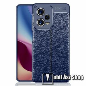 OTT! LEATHER SERIES szilikon védő tok / bőrhatású hátlap - SÖTÉTKÉK - ERŐS VÉDELEM! - Xiaomi Redmi Note 12 Pro kép