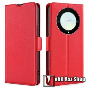SLIM WALLET notesz / mappa tok - PIROS - oldalra nyíló, asztali tartó funkciós, bankkártyatartó, szilikon belsővel, mágneses záródás - HUAWEI Honor X40 / Honor X9a / Honor Magic5 Lite kép