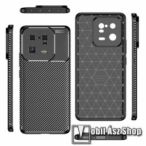 OTT! CARBON PRO szilikon védő tok / hátlap - FEKETE - karbon mintás, ERŐS VÉDELEM! - Xiaomi 13 Pro kép