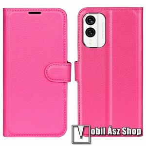 WALLET notesz tok / flip tok - MAGENTA - asztali tartó funkciós, oldalra nyíló, rejtett mágneses záródás, bankkártyatartó zseb, szilikon belső - NOKIA X30 kép