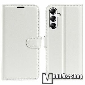 WALLET notesz tok / flip tok - FEHÉR - asztali tartó funkciós, oldalra nyíló, rejtett mágneses záródás, bankkártyatartó zseb, szilikon belső - SAMSUNG Galaxy A34 (SM-A346) kép