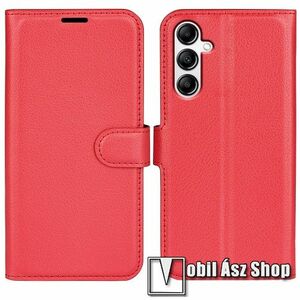 WALLET notesz tok / flip tok - PIROS - asztali tartó funkciós, oldalra nyíló, rejtett mágneses záródás, bankkártyatartó zseb, szilikon belső - SAMSUNG Galaxy A34 (SM-A346) kép