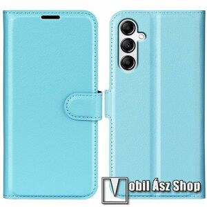 WALLET notesz tok / flip tok - VILÁGOSKÉK - asztali tartó funkciós, oldalra nyíló, rejtett mágneses záródás, bankkártyatartó zseb, szilikon belső - SAMSUNG Galaxy A34 (SM-A346) kép