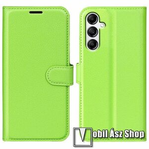 WALLET notesz tok / flip tok - ZÖLD - asztali tartó funkciós, oldalra nyíló, rejtett mágneses záródás, bankkártyatartó zseb, szilikon belső - SAMSUNG Galaxy A34 (SM-A346) kép
