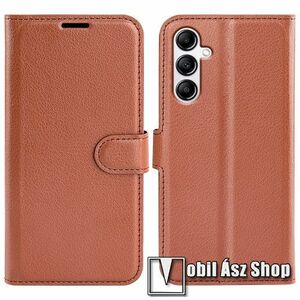 WALLET notesz tok / flip tok - BARNA - asztali tartó funkciós, oldalra nyíló, rejtett mágneses záródás, bankkártyatartó zseb, szilikon belső - SAMSUNG Galaxy A34 (SM-A346) kép