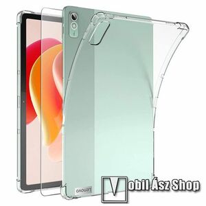 Szilikon védő tok / hátlap + Előlap védő karcálló edzett üveg - FÉNYES - ÁTLÁTSZÓ - erősített sarkok, 0, 3mm vékony, 9H, Arc Edge, A képernyő sík részét védi!, ERŐS VÉDELEM! - Lenovo Tab P11 (Gen 2) kép